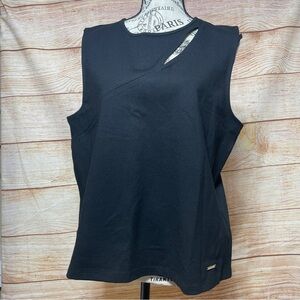 NINE WEST Women Neck Cut-out Lightweight Stretch Polyester‎ Sleeveless Blouse XL